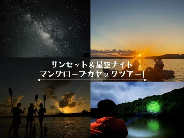 【石垣島/２時間】☆煌びやかなサンセット×夜のマングローブ×星空ナイトカヤック☆わくわくの大人気欲張体験ツアー♪【宮良川出発】
