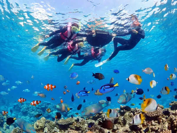 インストラクターは先頭で浮き輪をもってご案内します