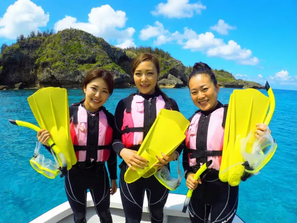 シュノーケリング用レンタル器材も無料です