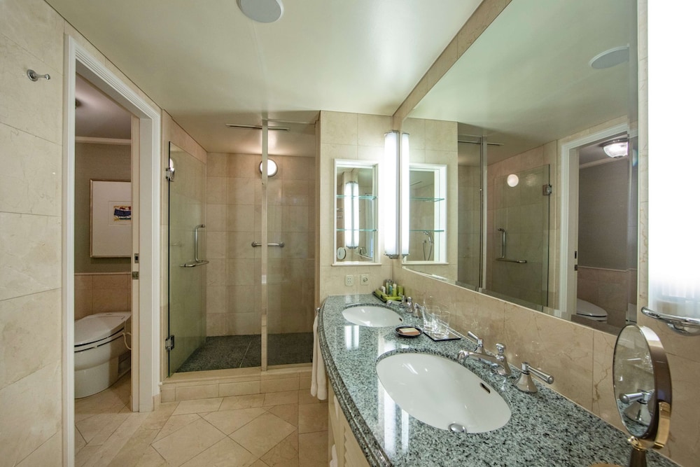 【レインボーブリッジ&東京タワービュー、ラウンジ特典付】ワンベッドルームスイート ツイン(禁煙・80㎡) バスルームのシャワー0 | ヒルトン東京お台場