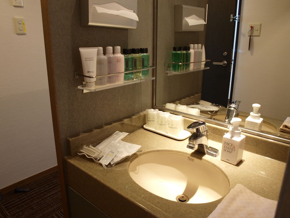 ツイン+4.5畳小上がり 共用バスルーム 和食膳プラン バスルームのシンク0 | ニセコ温泉郷 いこいの湯宿 いろは