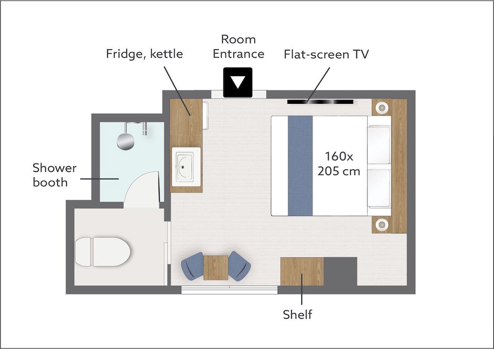 ベーシック ダブルルーム クイーンベッド 1 台 禁煙 (Essential 15) フロアマップ0 | KABIN Machi