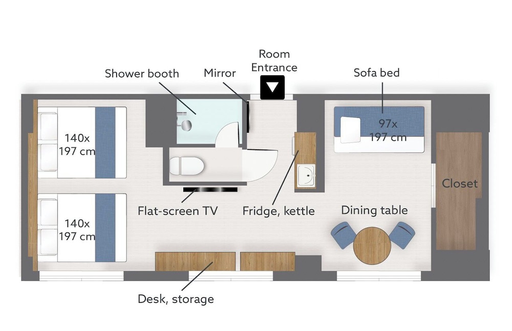 ファミリー スタジオ ベッド (複数台) 禁煙 (Studio 40) フロアマップ0 | KABIN Gion (旧 Kabin Minamiza)