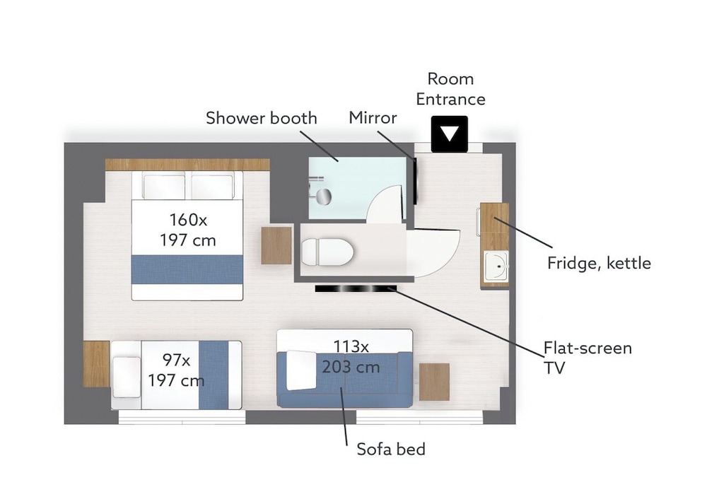 ベーシック スタジオ ベッド (複数台) 禁煙 (Studio 25) フロアマップ0 | KABIN Minamiza