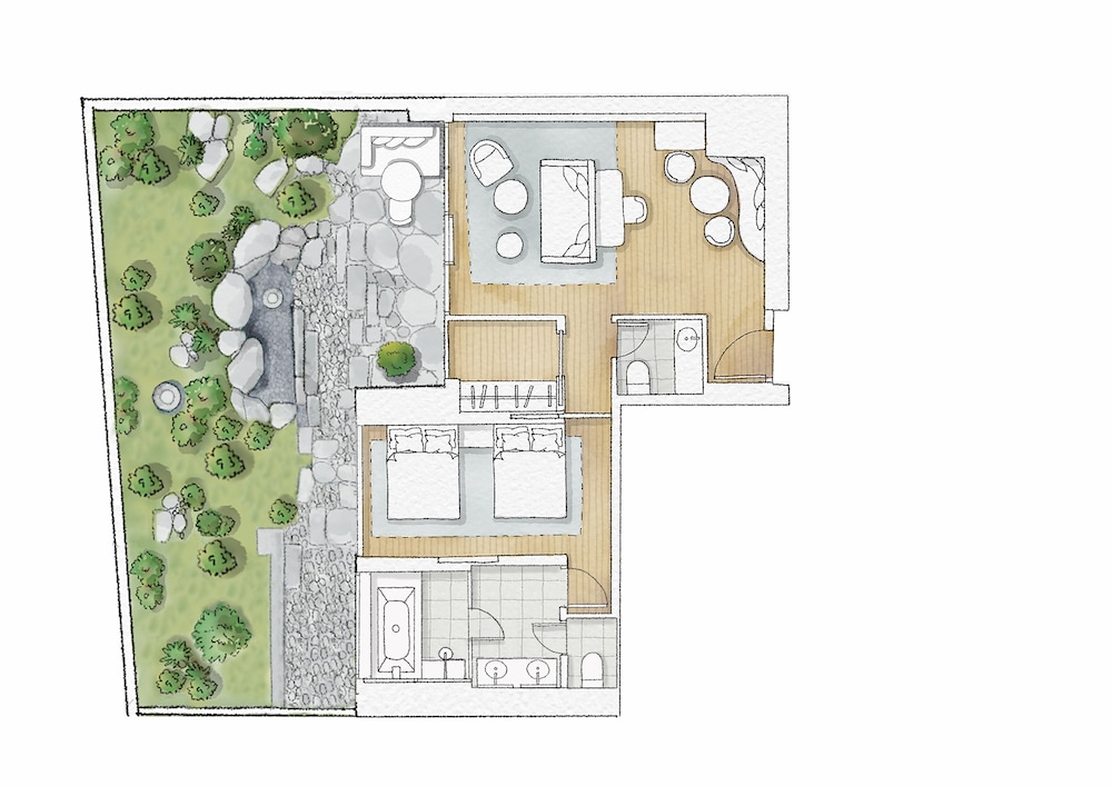 プレミア スイート ダブルベッド 2 台 ガーデンビュー フロアマップ0 | シックスセンシズ京都