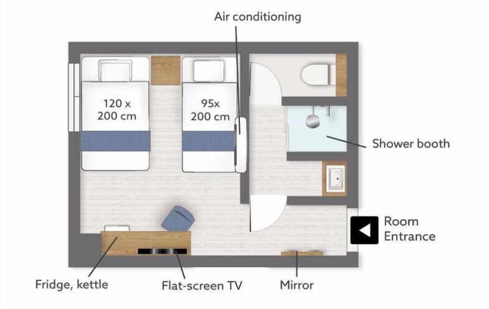 Essential 15 Twin, Multiple Beds, Non Smoking フロアマップ1 | WAYFARER Shinsaibashi