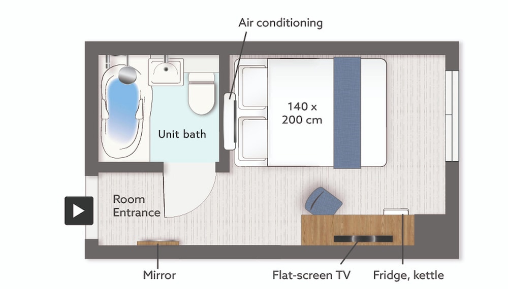 Essential 15 Double,1 Double Bed, Non Smoking フロアマップ1 | WAYFARER Shinsaibashi