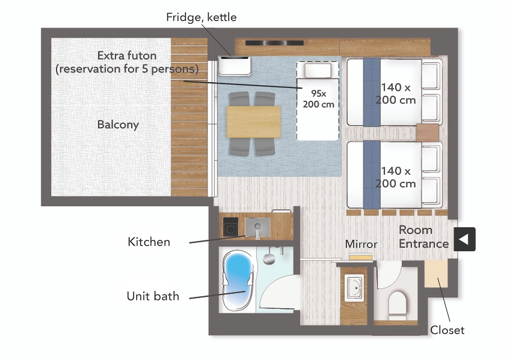 Studio 35 Family, Multiple Beds, Non Smoking フロアマップ0 | WAYFARER Shinsaibashi