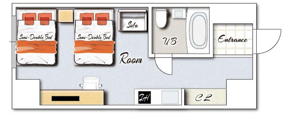 スタンダードルーム　セミダブルベッド2台　禁煙　清掃料金別　連泊時の清掃なし | 宮崎マンゴーホテル