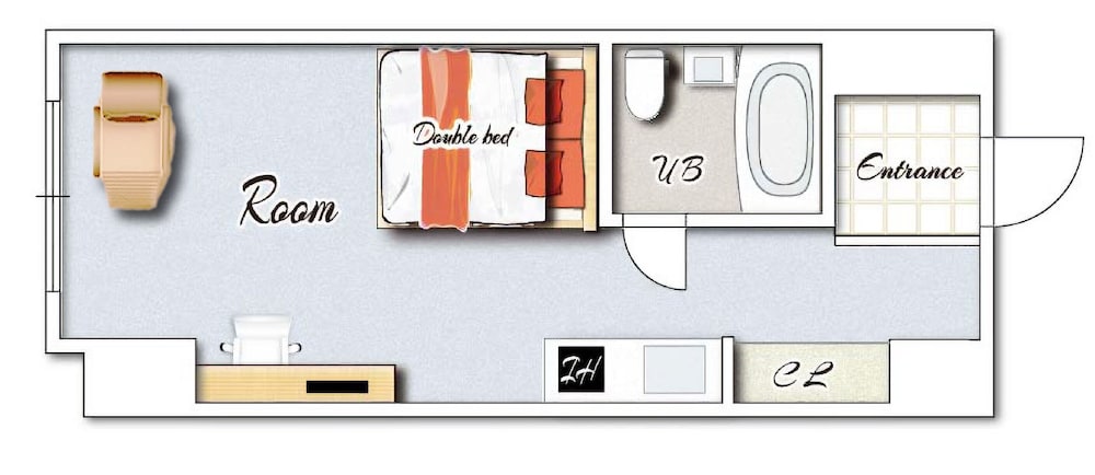 スタンダードルーム　ダブルベッド1台マッサージチェア1台付　禁煙　清掃料金別　連泊時の清掃なし | 宮崎マンゴーホテル