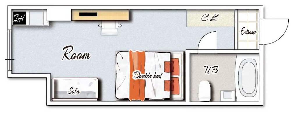 スタンダードルーム　ダブルベッド1台　禁煙　清掃料金別　連泊時の清掃なし | 宮崎マンゴーホテル