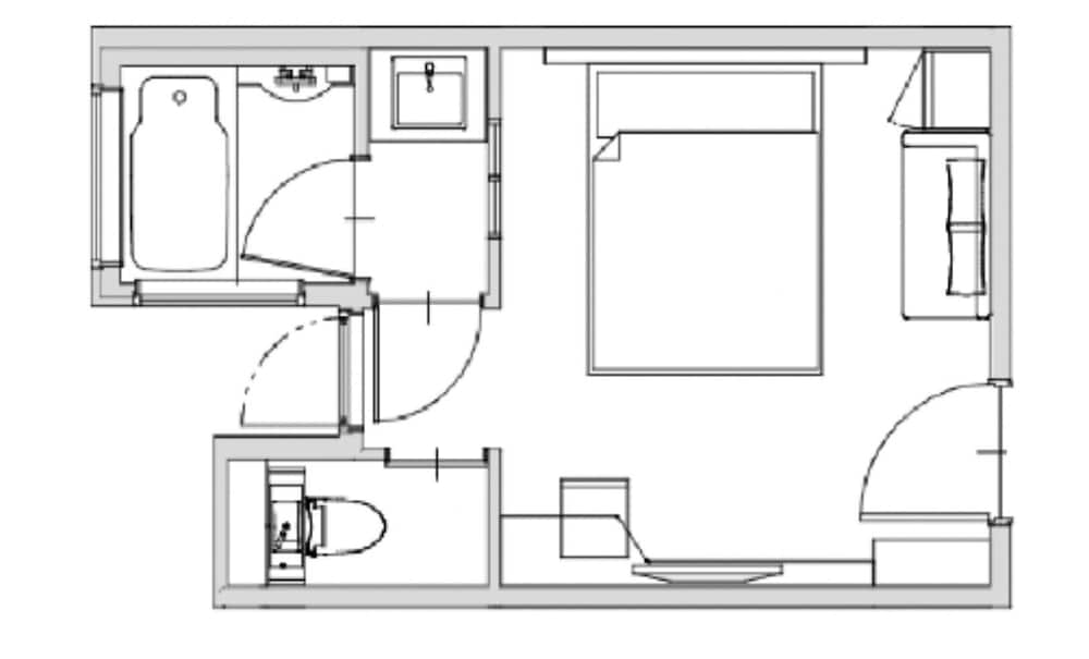 スタンダード ダブルルーム クイーンベッド 1 台 禁煙 専用バスルーム 客室1 | アルアホテル京都