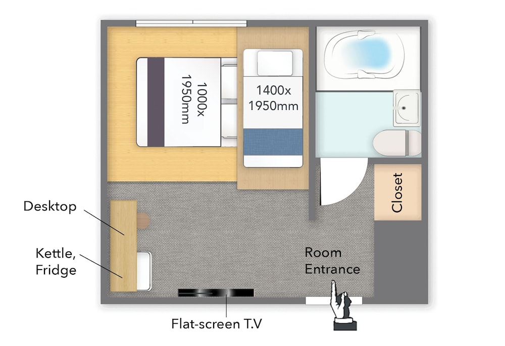スタンダード スタジオ ベッド (複数台) 禁煙 フロアマップ1 | WAYFARER Gojo