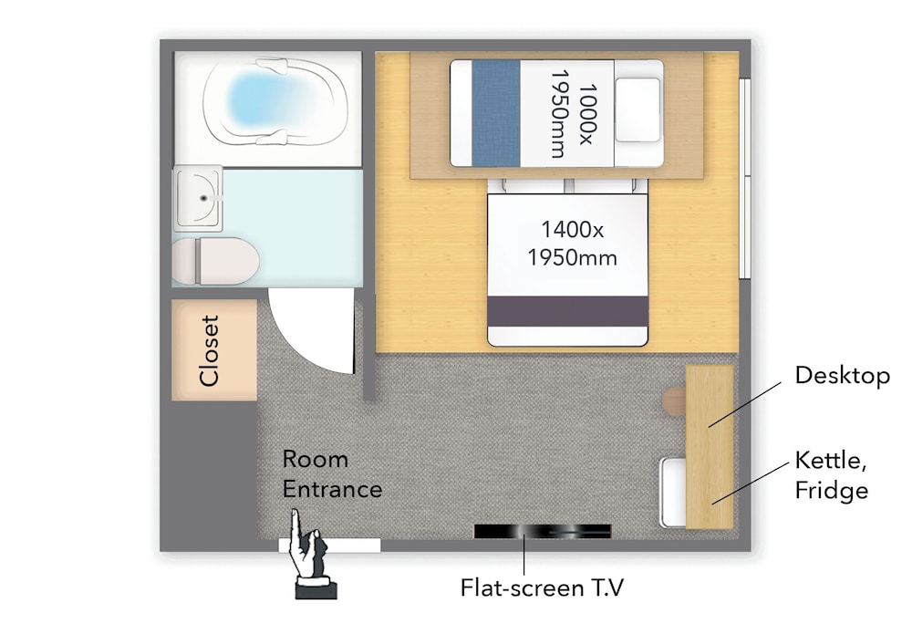スタンダード スタジオ ベッド (複数台) 禁煙 フロアマップ2 | WAYFARER Gojo