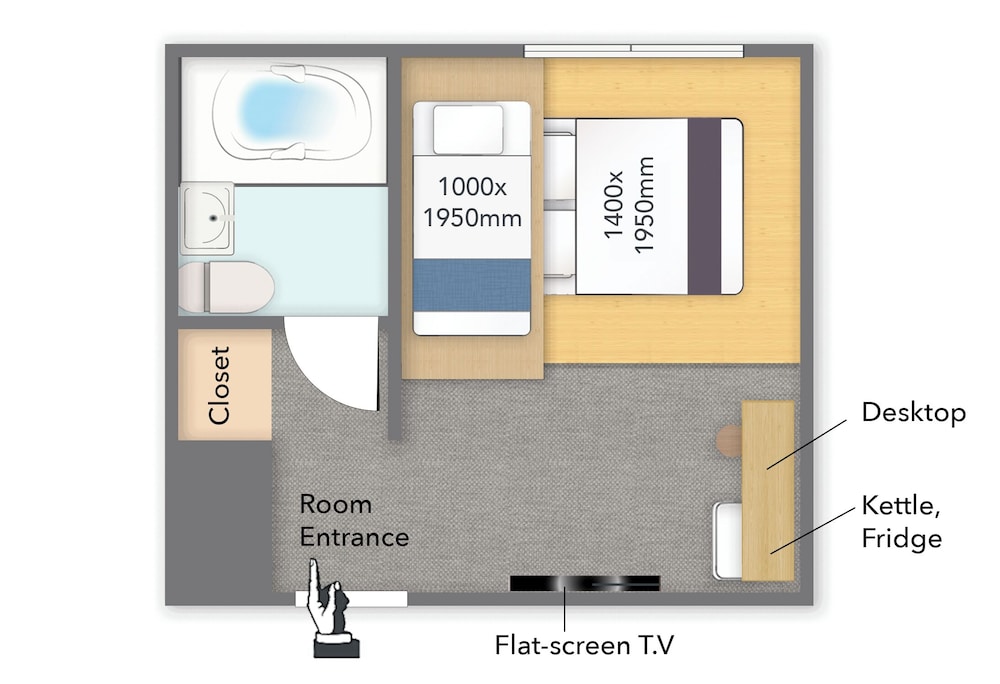 スタンダード スタジオ ベッド (複数台) 禁煙 フロアマップ0 | WAYFARER Gojo