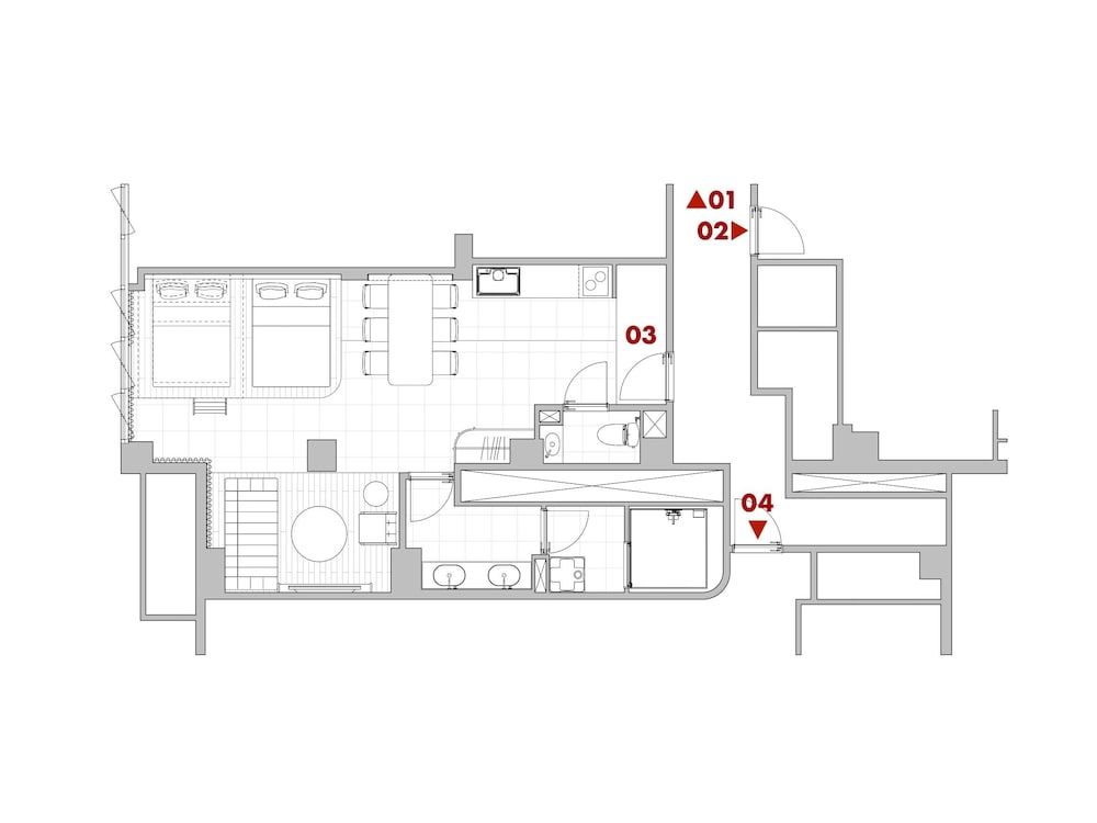 3階デラックスおまかせ(301・303・304号室) フロアマップ0 | STITCH HOTEL Kyoto