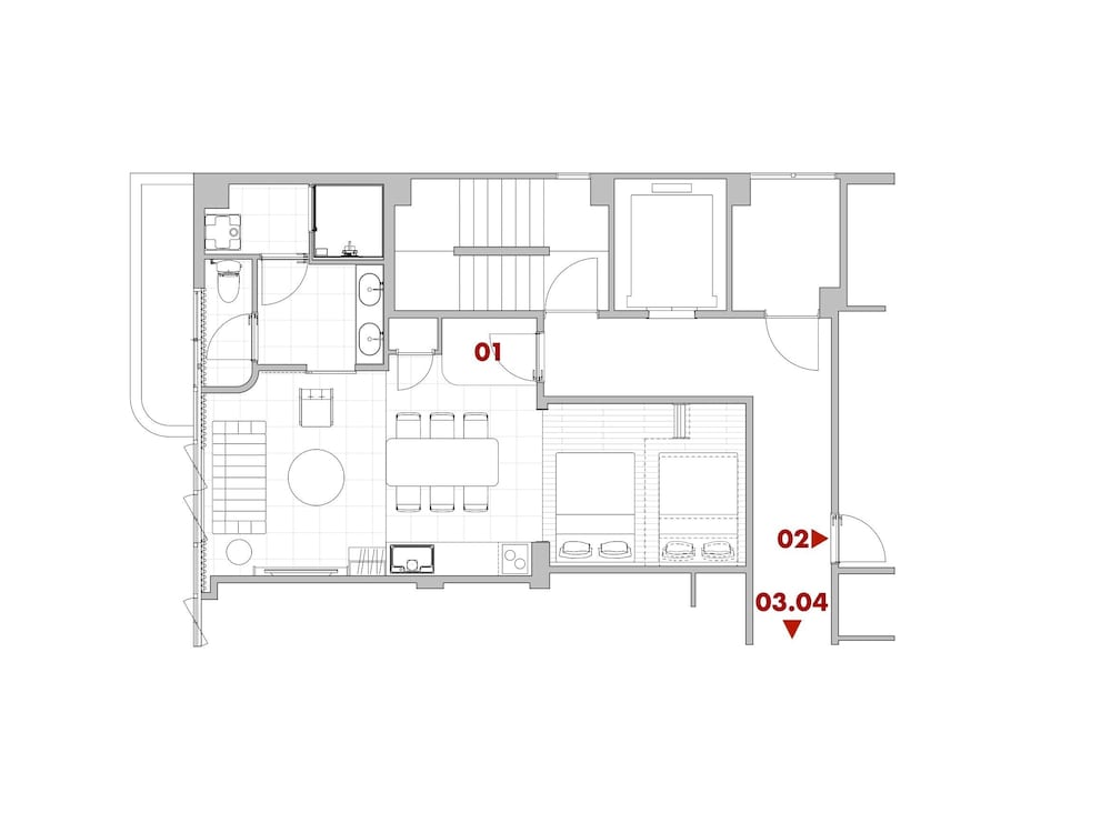 3階デラックスおまかせ(301・303・304号室) フロアマップ2 | STITCH HOTEL Kyoto