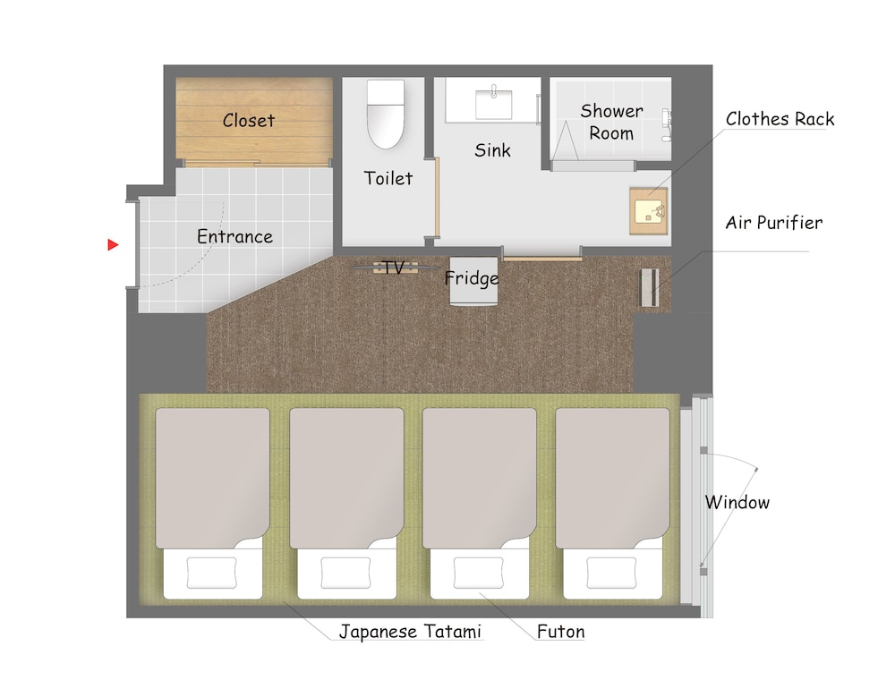 和室（4名）※布団/専用シャワールーム&トイレ 禁煙 客室1 | GRAND HOSTEL LDK 東京西葛西