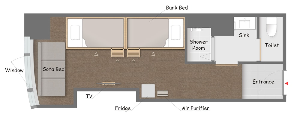 個室（4-5名）※2段ベッド+ソファベッド/専用シャワールーム&トイレ 禁煙 客室1 | GRAND HOSTEL LDK 東京西葛西