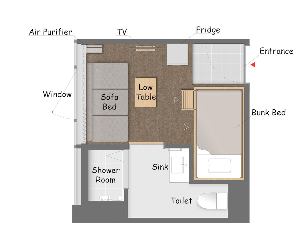 個室（2-3名）※2段ベッド+ソファベッド/専用シャワールーム&トイレ 禁煙 客室1 | GRAND HOSTEL LDK 東京西葛西