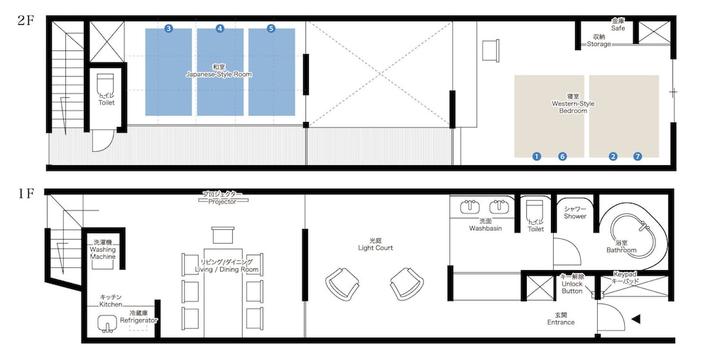 トラディショナル タウンホーム 2 ベッドルーム 禁煙 簡易キッチン フロアマップ0 | 花里町町家ハウス