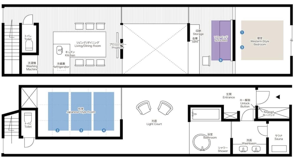 トラディショナル ハウス 2 ベッドルーム 禁煙 サウナ フロアマップ0 | 花里町町家ハウス