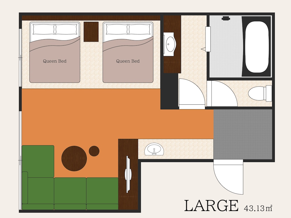 デラックス 4 人部屋 禁煙 (Large) フロアマップ0 | Hotel Vintage目黒不動前
