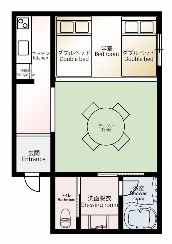 アパートメント ダブルベッド 2 台 禁煙 客室2 | BEPPU 乃音