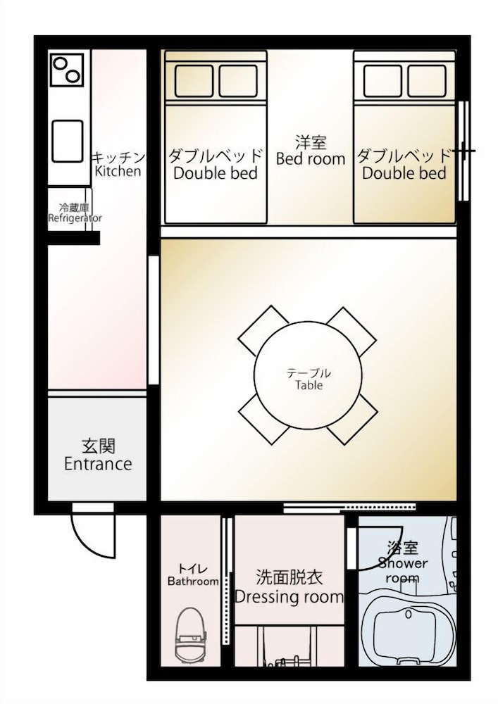 アパートメント ダブルベッド 2 台 禁煙 客室3 | BEPPU 乃音
