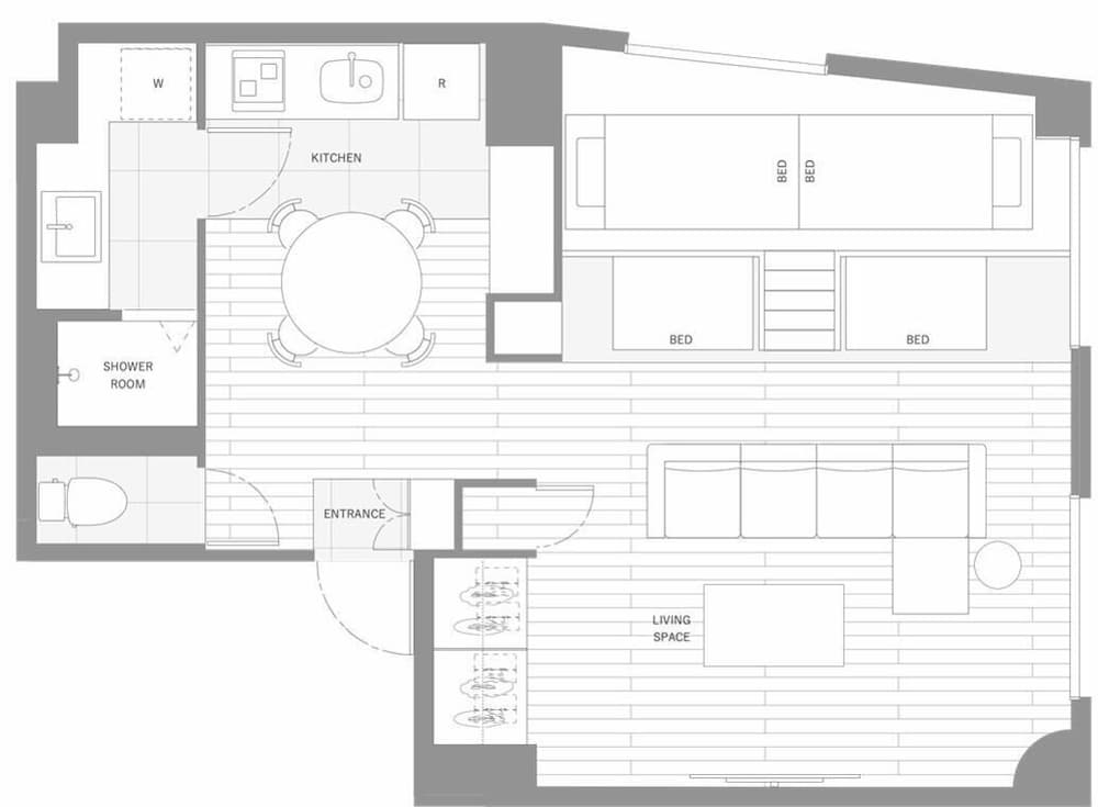 ファミリー 4 人部屋 ベッド (複数台) 禁煙 フロアマップ0 | HOTEL GUILD 5