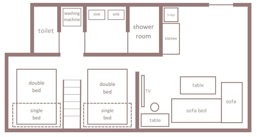 スーペリア 4 人部屋 5 ベッドルーム 禁煙 簡易キッチン フロアマップ0 | Minn 日本橋水天宮前