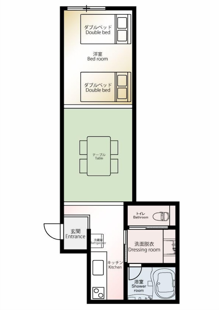 スタンダード アパートメント ダブルベッド 2 台 禁煙 客室4 | BEPPU Risana