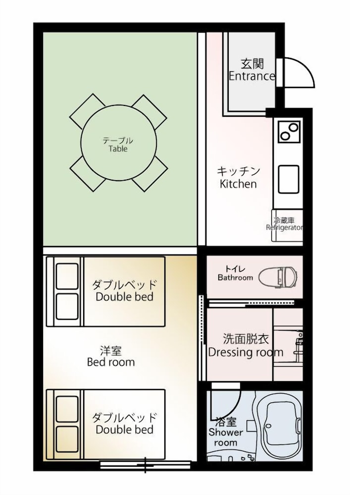 スタンダード アパートメント ダブルベッド 2 台 禁煙 客室3 | BEPPU Risana