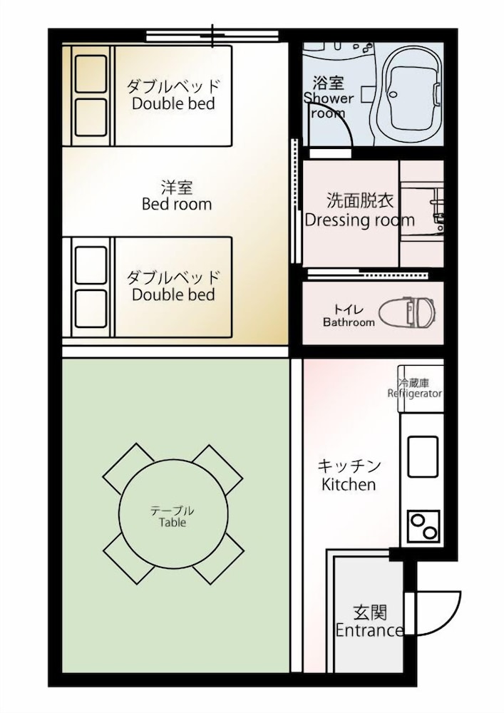 スタンダード アパートメント ダブルベッド 2 台 禁煙 客室3 | BEPPU Risana
