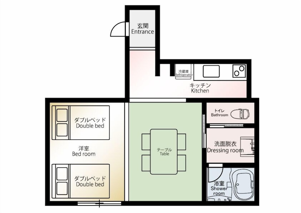 スタンダード アパートメント ダブルベッド 2 台 禁煙 客室3 | BEPPU Risana