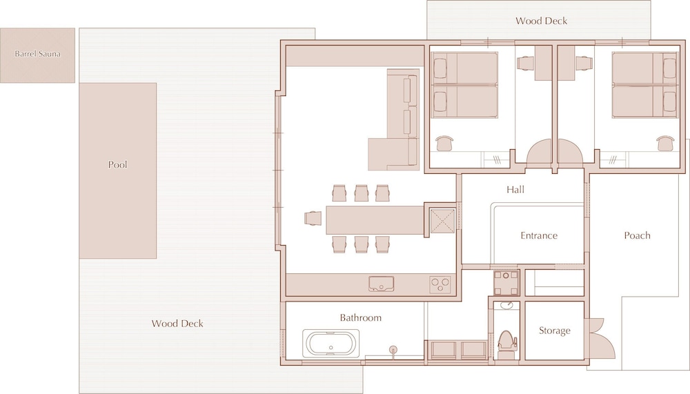 B棟 禁煙(セミダブル布団×１・シングルサイズ布団×１が各部屋にセット、リビング：ロフトにシングル布団×2、合計8名収容) 客室の設備とサービス1 | Dei Amami