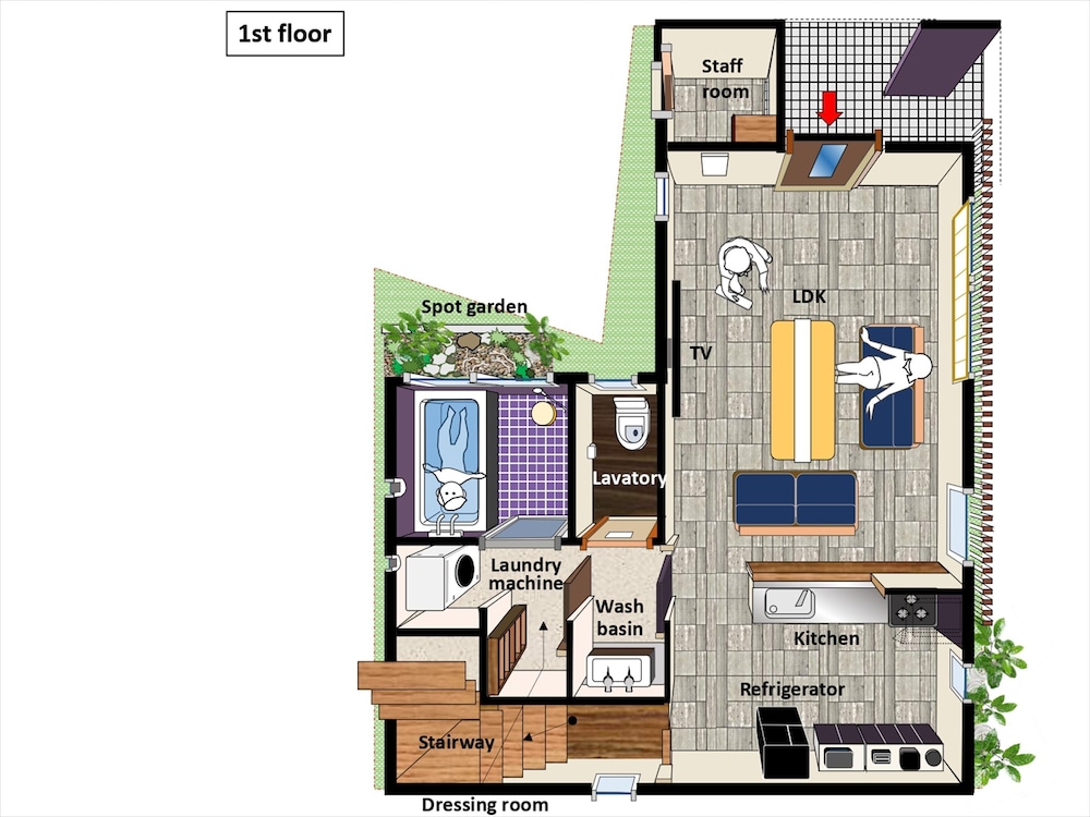 ハウス 2 ベッドルーム 禁煙 フロアマップ0 | Yadoya Asakusa Asagao