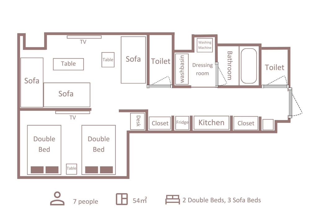 ファミリースイート 1ベッドルーム 5ベッド 客室2 | Minn 河原町五条リバーサイド