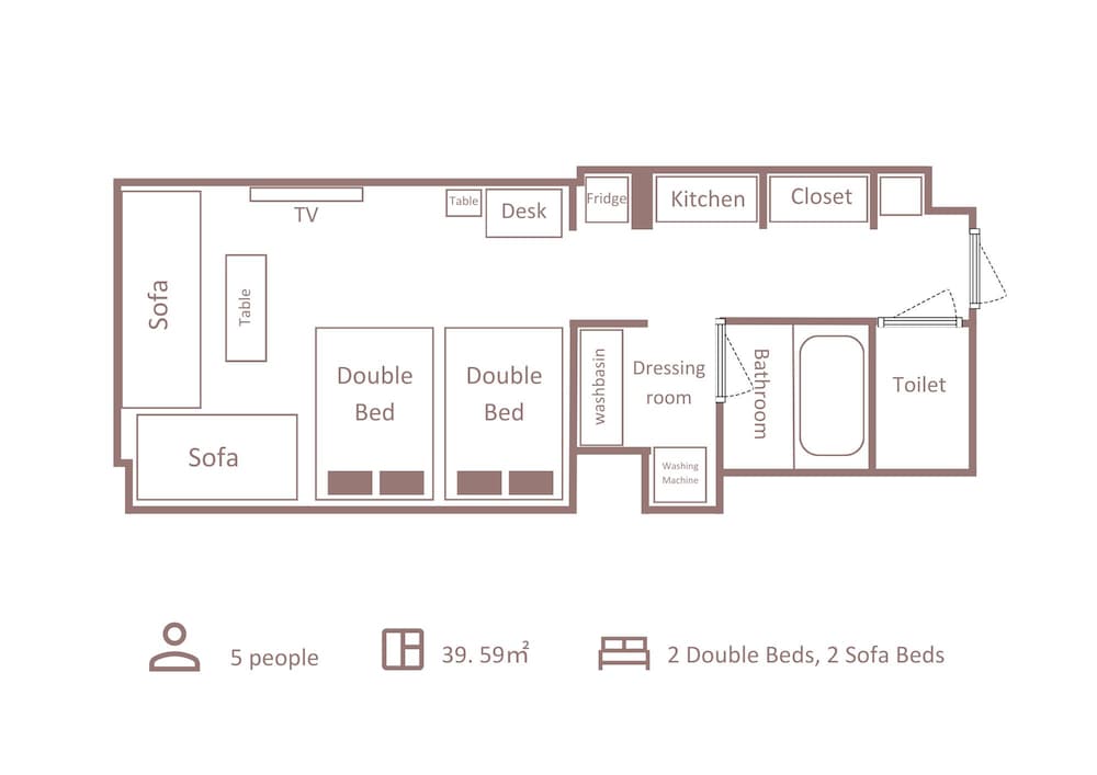 モデレート4ベッド リバービュー 客室1 | Minn 河原町五条リバーサイド