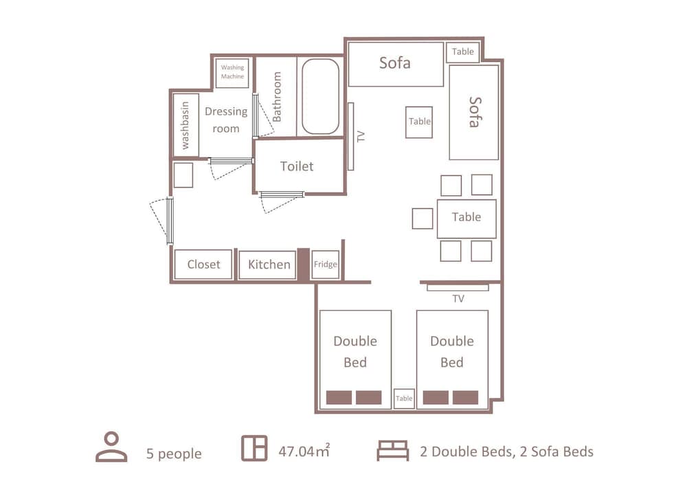 スーペリアスイート 1ベッドルーム 4ベッド 客室2 | Minn 河原町五条リバーサイド
