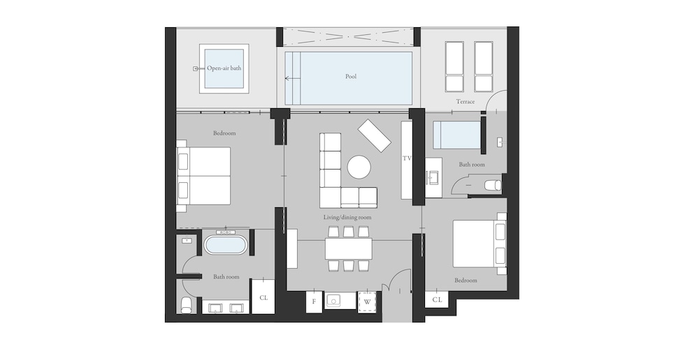 2ベッドルームスイート プライベートプールオーシャンビュー 温泉あり 禁煙 フロアマップ0 | UMITO 熱海別邸