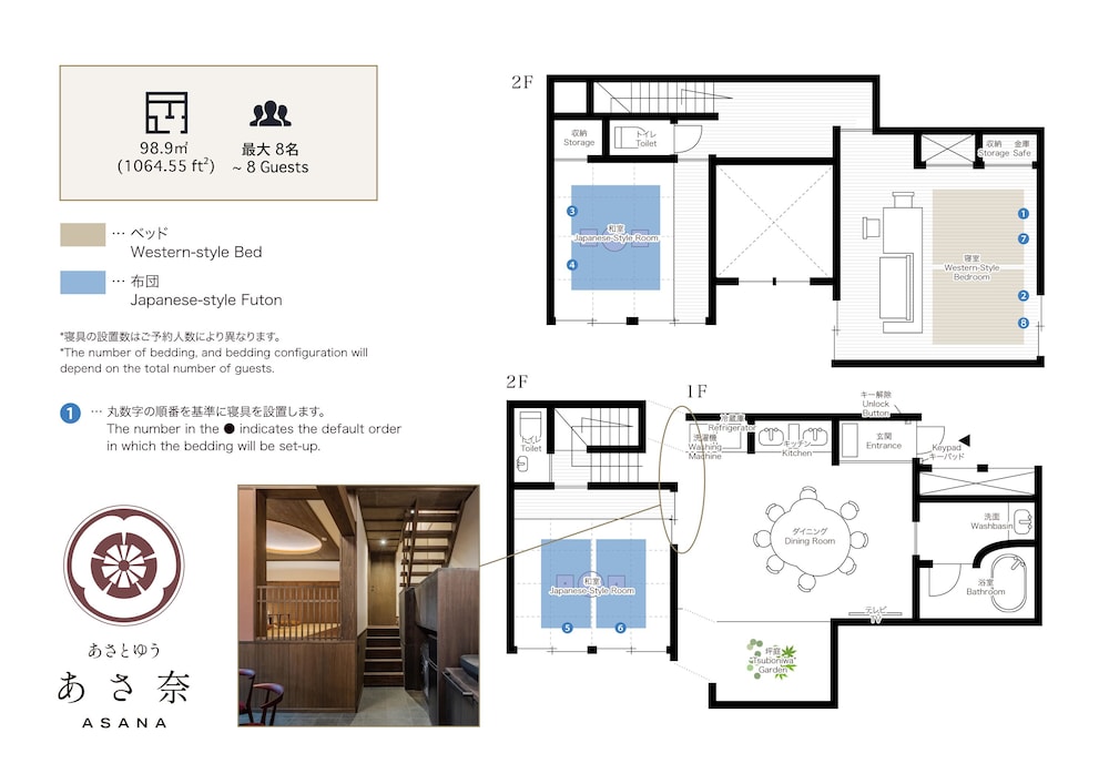 トラディショナル ハウス 3 ベッドルーム キッチン ガーデンビュー フロアマップ0 | 町家あさとゆう