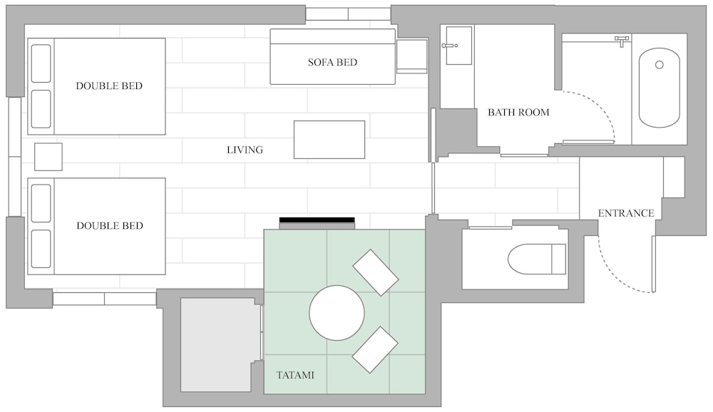 デラックス スタジオ フロアマップ0 | グレイスステイ広島平和公園