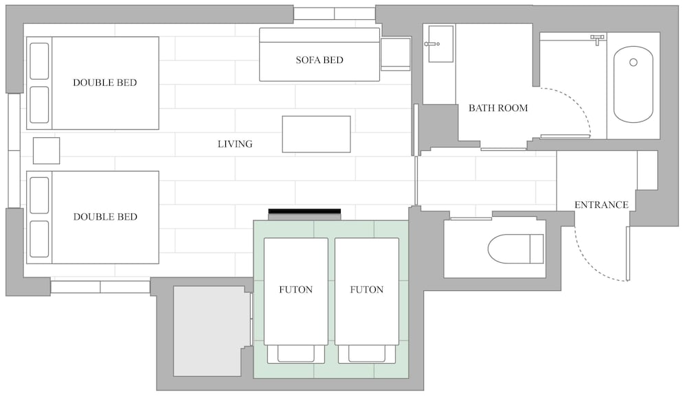 デラックス スタジオ フロアマップ1 | グレイスステイ広島平和公園