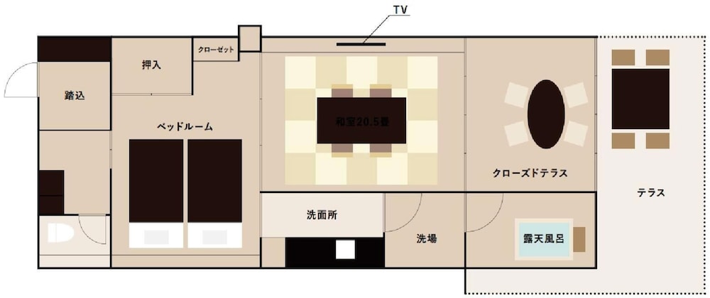 ラグジュアリー スイート 専用バスルーム マウンテンビュー フロアマップ1 | Hotel Senkei
