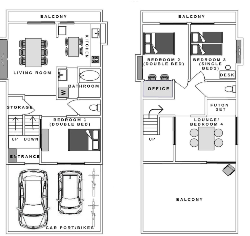ファミリー ハウス 4 ベッドルーム 禁煙 シティビュー フロアマップ0 | だるまホーム高崎 HU2