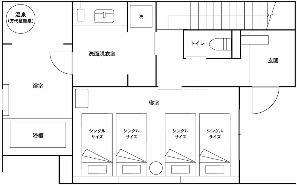 デュープレックス ベッド (複数台) 禁煙 ([E]6Single/hotspringbath,Dog Friendly) フロアマップ0 | Rakuten STAY VILLA 草津温泉
