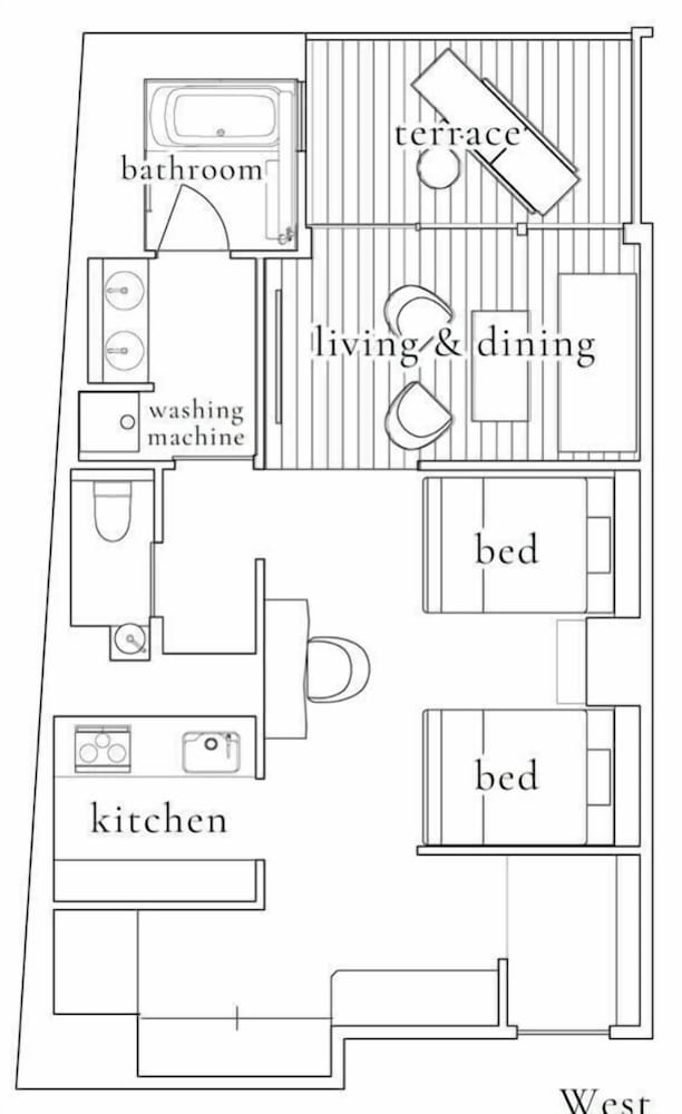 ツインルーム フロアマップ0 | 琥珀 Apartment Hotel Kyoto(こはく)
