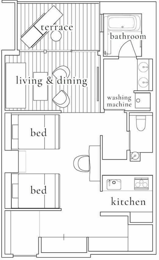 ツインルーム フロアマップ1 | 琥珀 Apartment Hotel Kyoto(こはく)