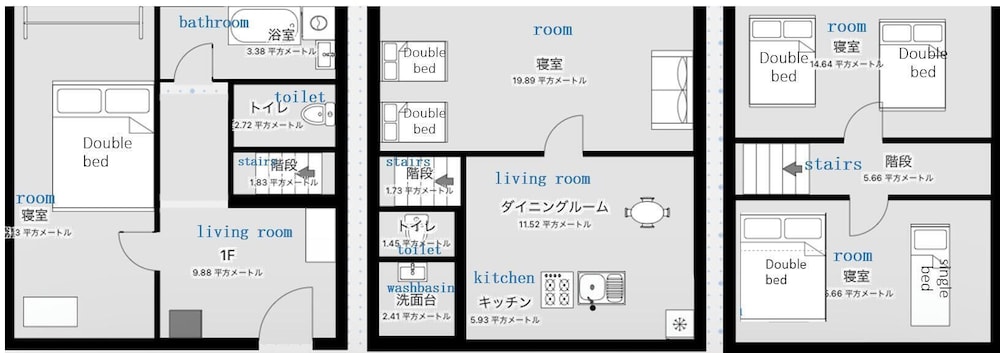 コンフォート ハウス 4 ベッドルーム 禁煙 バルコニー フロアマップ0 | 4min to Station 3LDK Takadanobaba